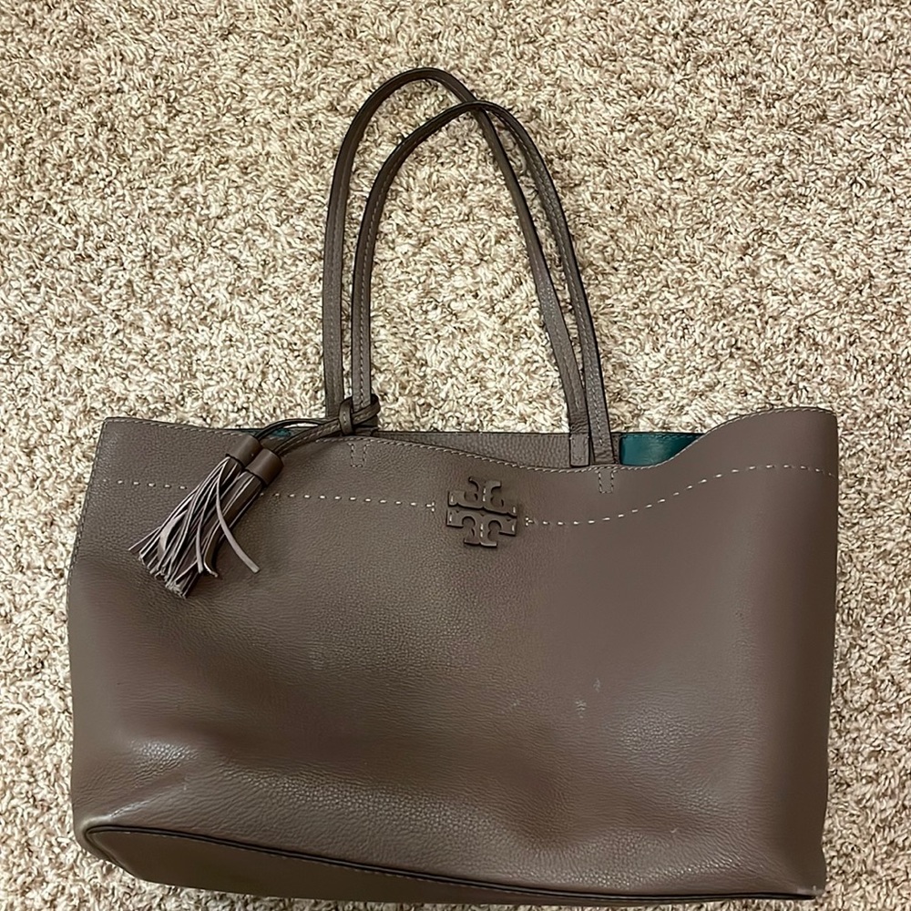 Tory Burch taupe tote bag